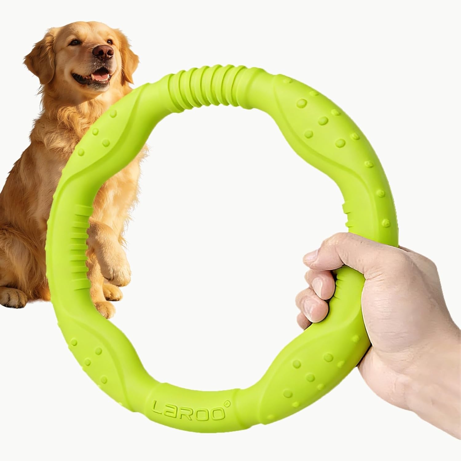 Dog Ring Toy Durable Flying Ring for Fetch, Water Play & Training | Tough Chew-Proof Design for Aggressive Chewer Breeds, Easy-Throw Lightweight Frisbee for Medium/Large Dogs(Green/30Cm)
