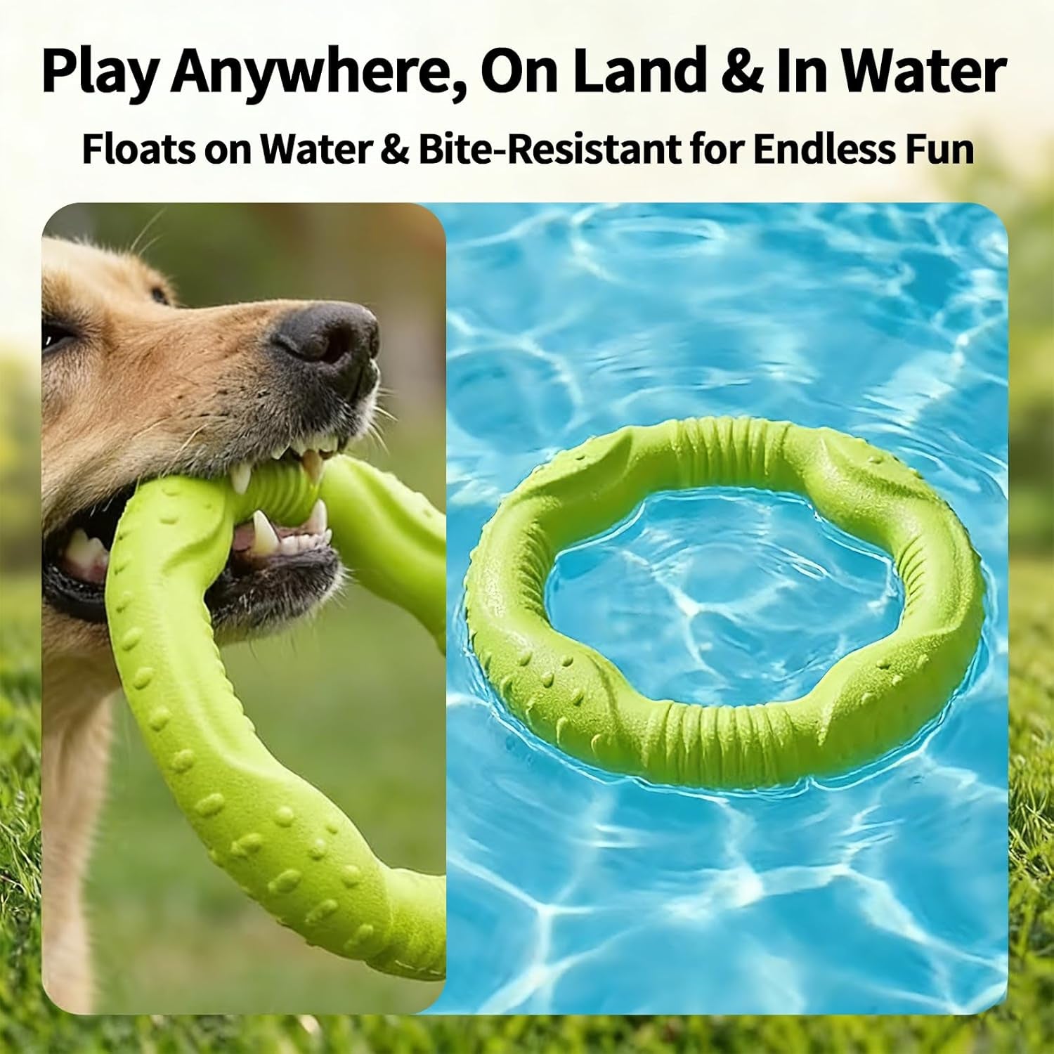 Dog Ring Toy Durable Flying Ring for Fetch, Water Play & Training | Tough Chew-Proof Design for Aggressive Chewer Breeds, Easy-Throw Lightweight Frisbee for Medium/Large Dogs(Green/30Cm)