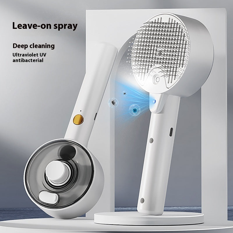 Pet Steam Brush for Dogs & Cats – Self-Cleaning Hair Remover Comb with Spray & UV Sterilization | Grooming Brush for Shedding