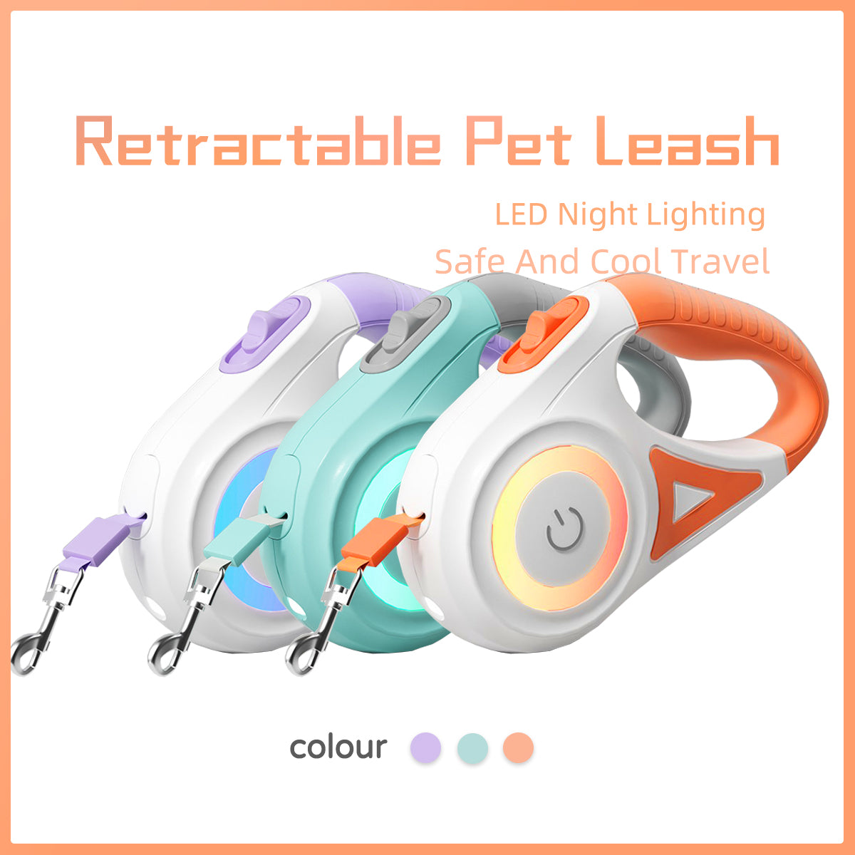 Retractable Dog Leash with Collar & Spotlight – Automatic Heavy Duty Pet Leash for Small, Medium & Large Dogs (3M / 5M)