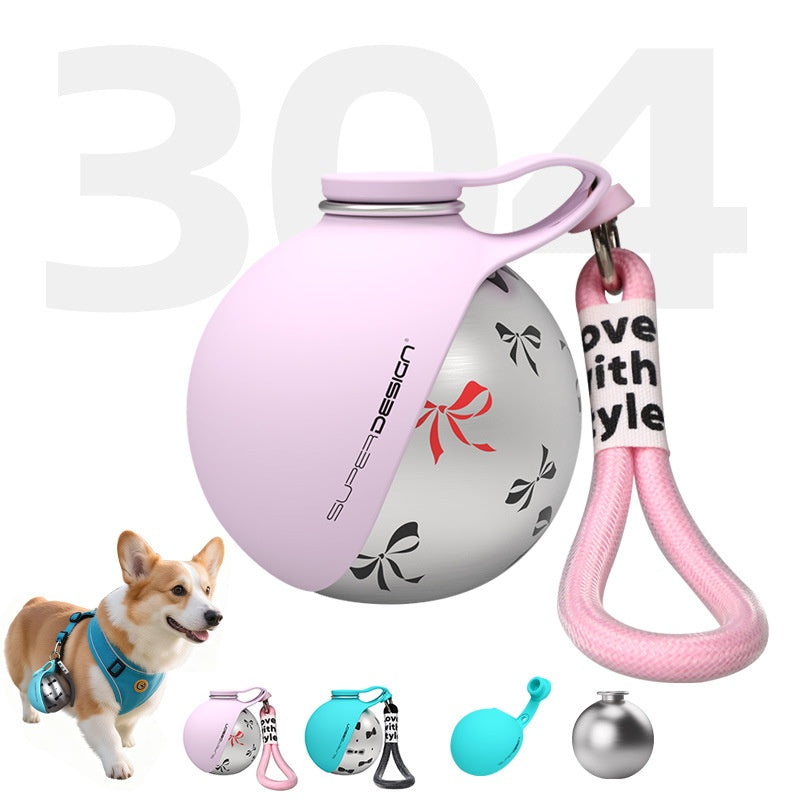 Portable Stainless Steel Dog Water Bottle - Travel-Friendly Water Dispenser & Waste Bag Holder for Small Dogs